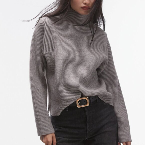 Topshop Funnel Neck Rib Knit Sweater - Size XS - NWOT - Picture 1 of 4